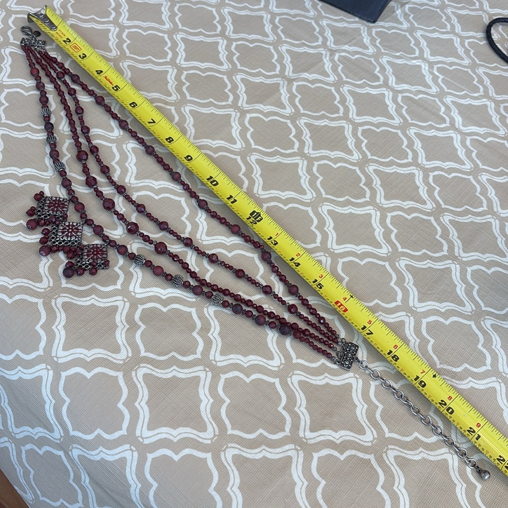 Chico's Multi Stranded Red Silver Statement Neckl… - image 7